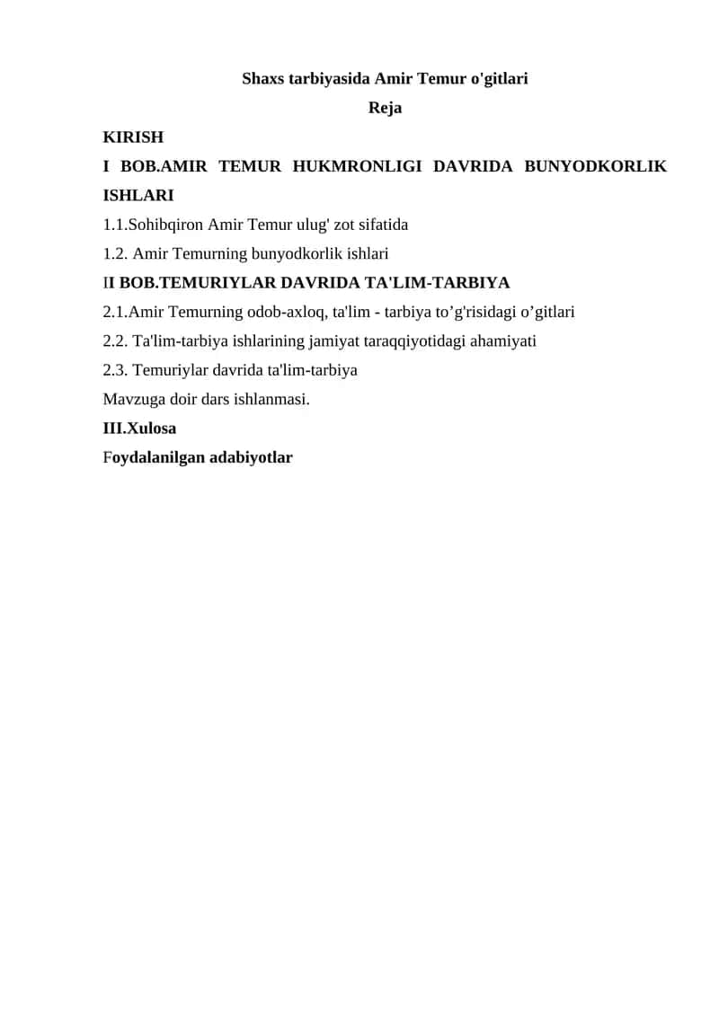 Tarbiyaviy Ishlar Metodikasi