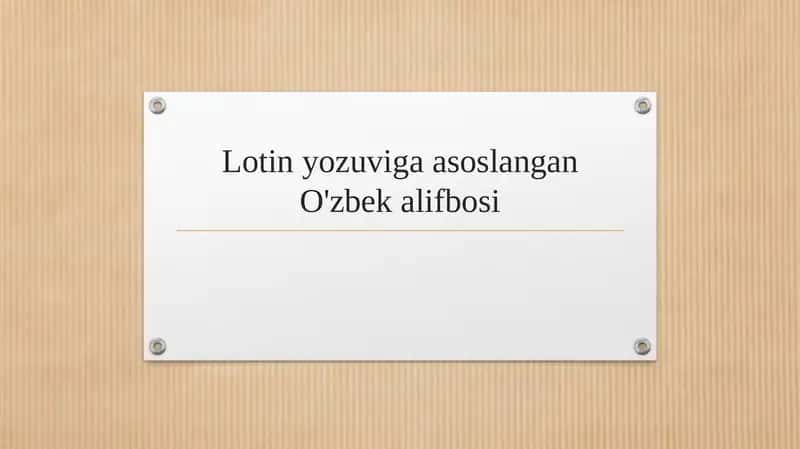 Lotin yozuviga asoslangan O'zbek alifbosi