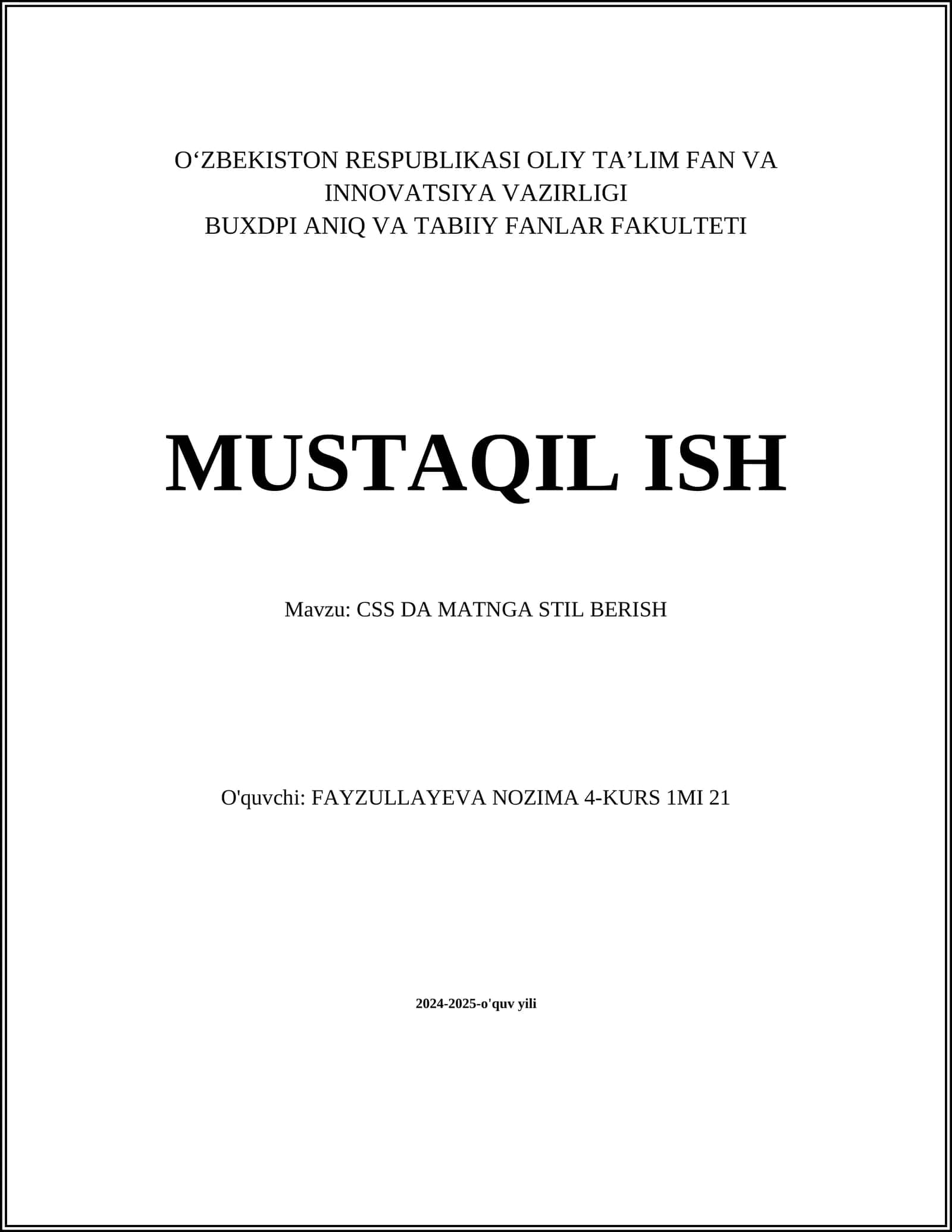 CSS DA MATNGA STIL BERISH
