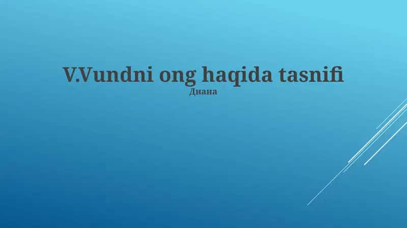V.Vundni ong haqida tasnifi