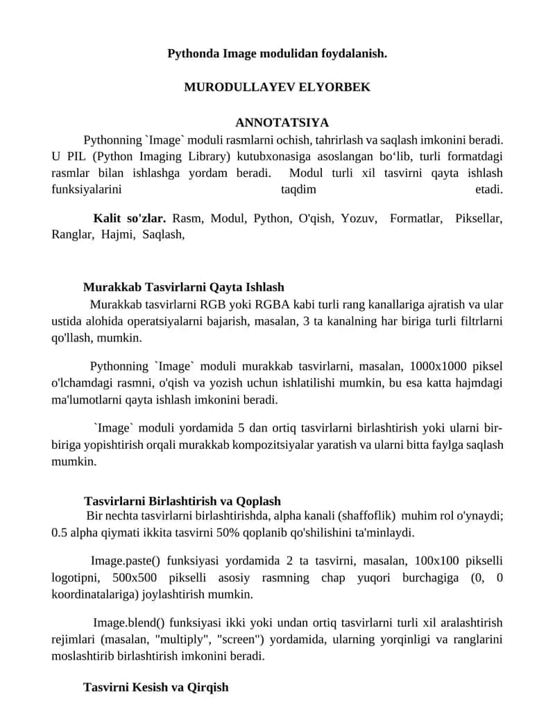 Python Image Modulidan foydalanish