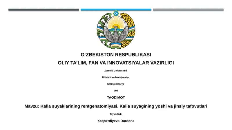 Kalla suyaklarining rentgenatomiyasi. Kalla suyagining yoshi va jinsiy tafovutlari