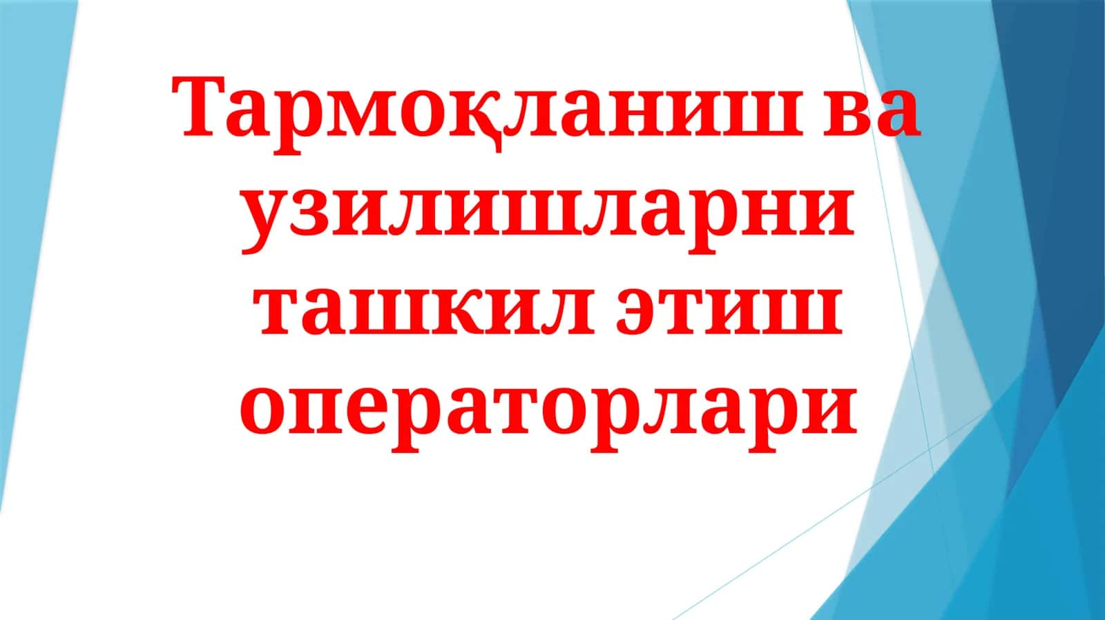 Тармоқланиш ва ўзилишларни ташкил этиш операторлари