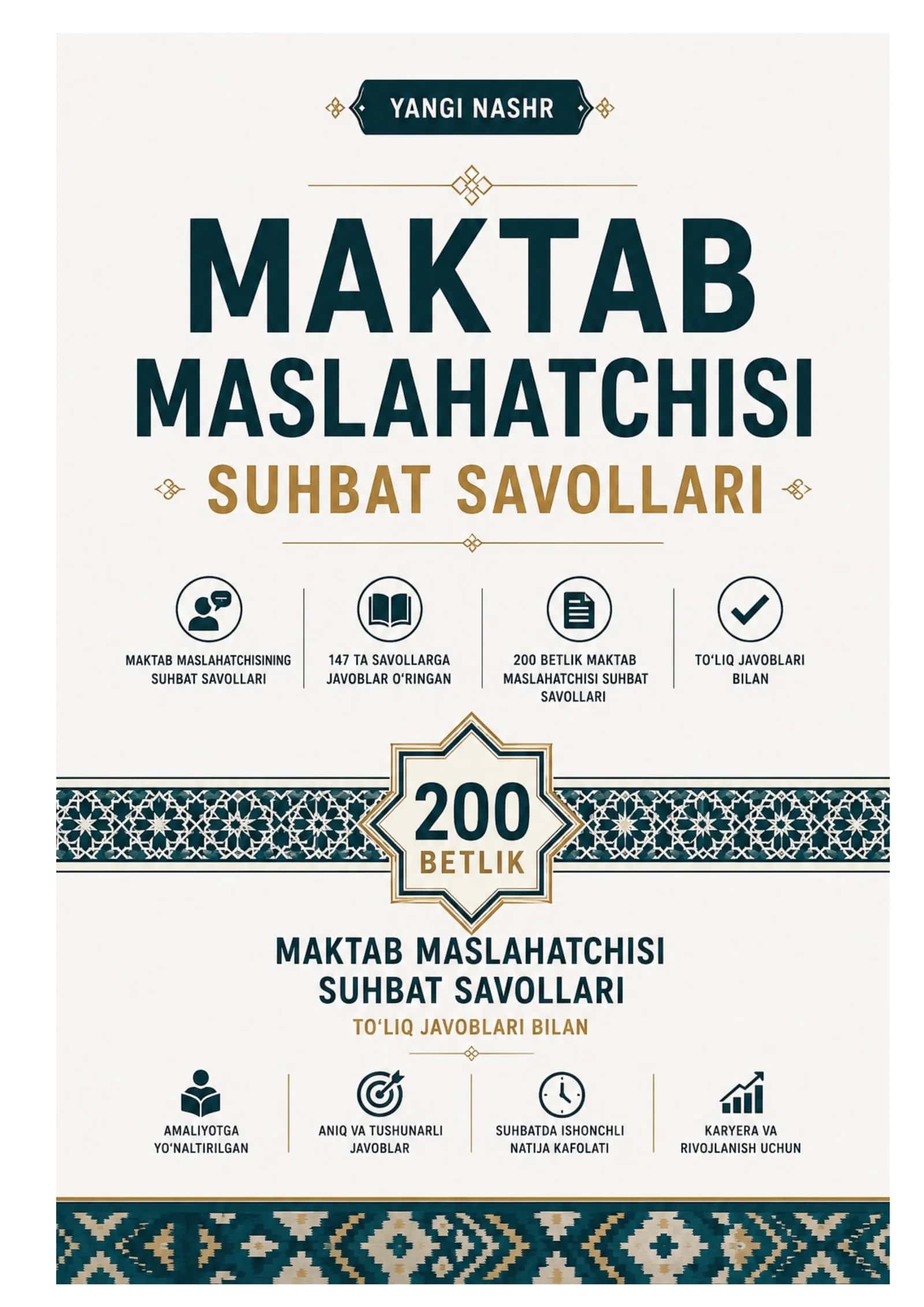 Maktab maslahatchisining suhbat savollari 200 bet YANGI