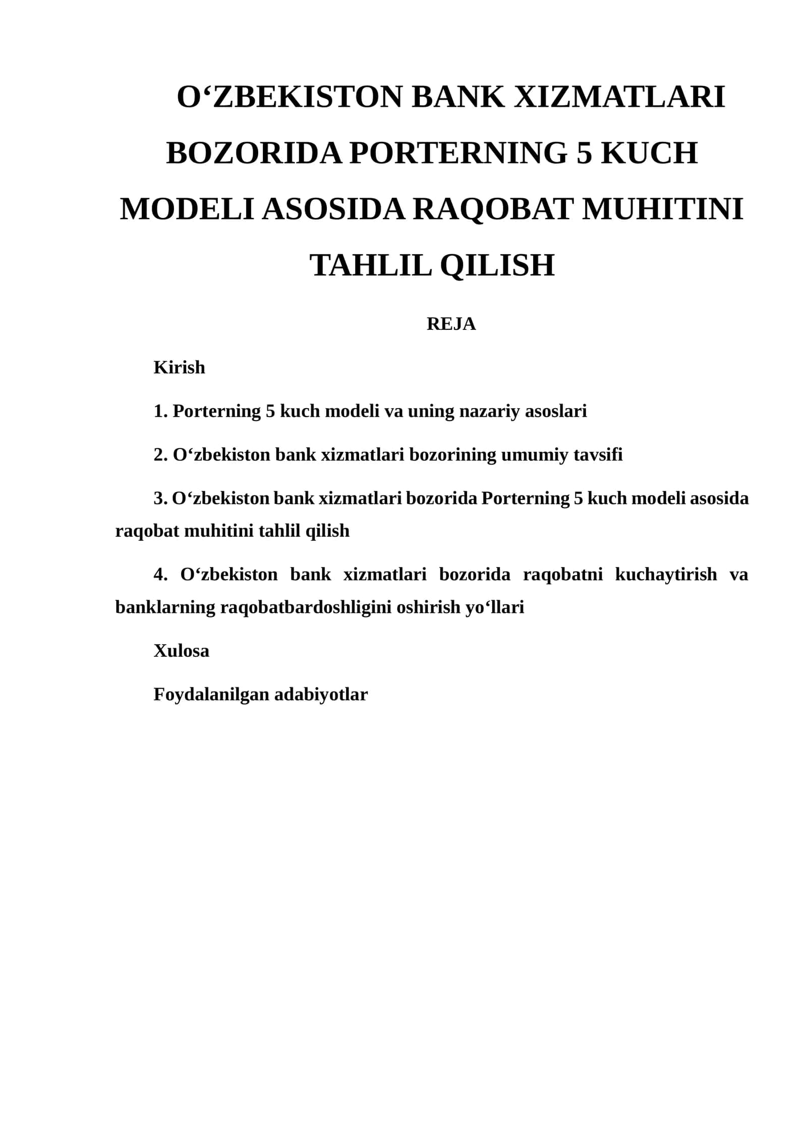 Porterning 5 kuch modeli va uning nazariy asoslari