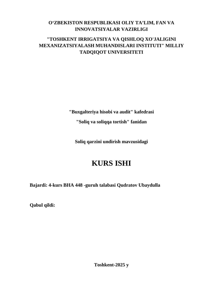 Soliq qarzini undirish