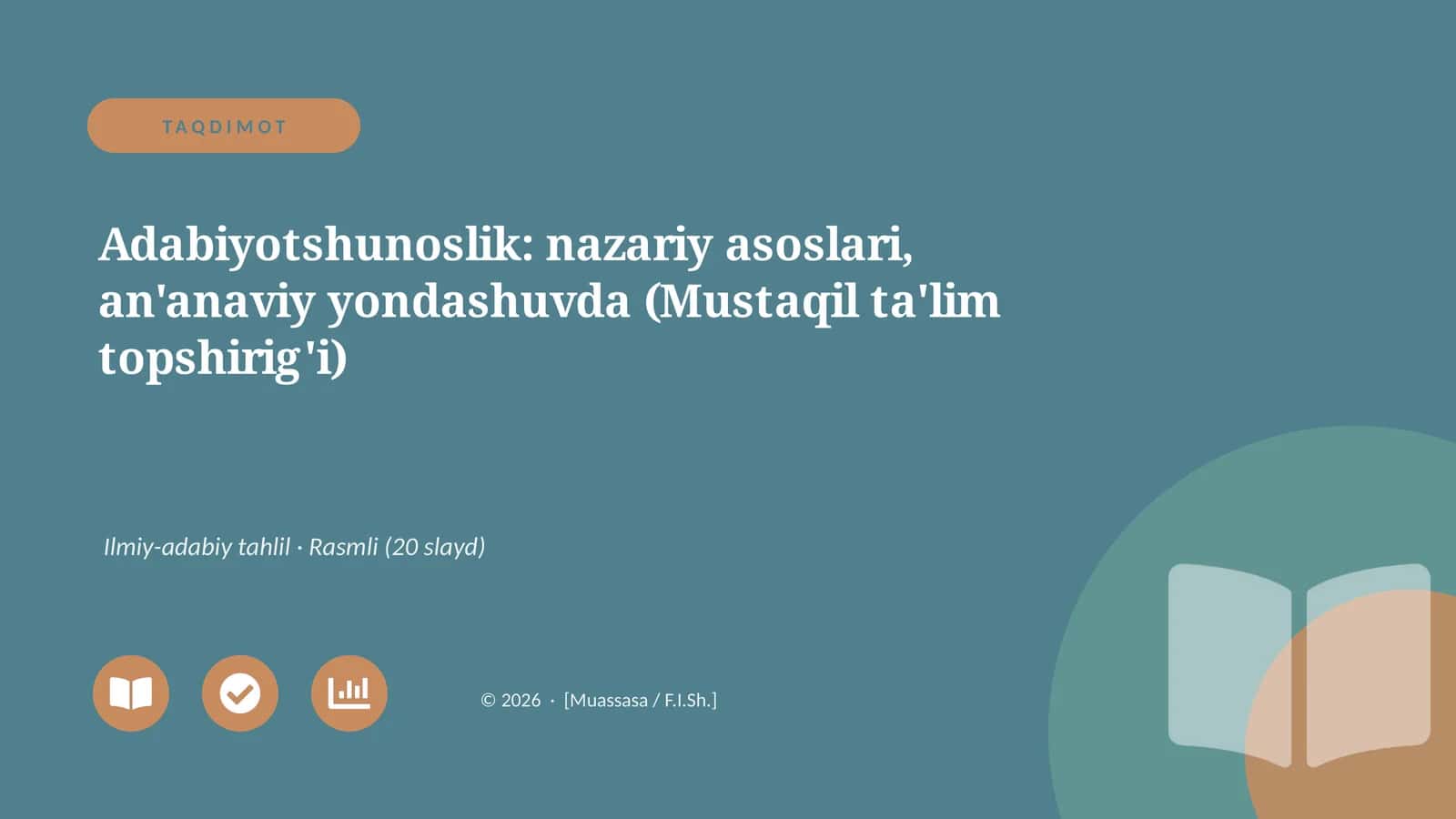 Adabiyotshunoslik: nazariy asoslari, an'anaviy yondashuvda (Mustaqil ta'lim topshirig'i)
