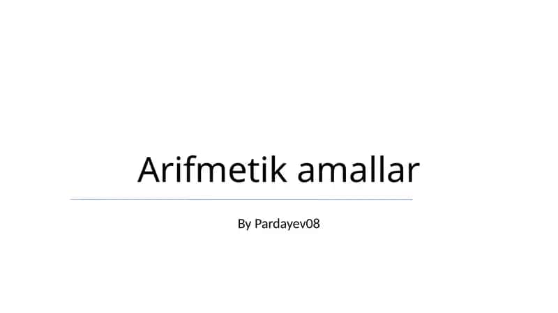 Arifmetik amallar
