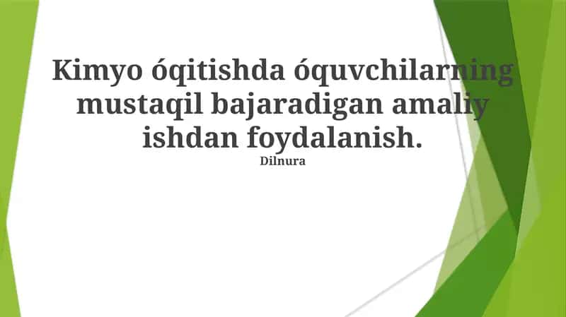Kimyo fanidan IPW baholash