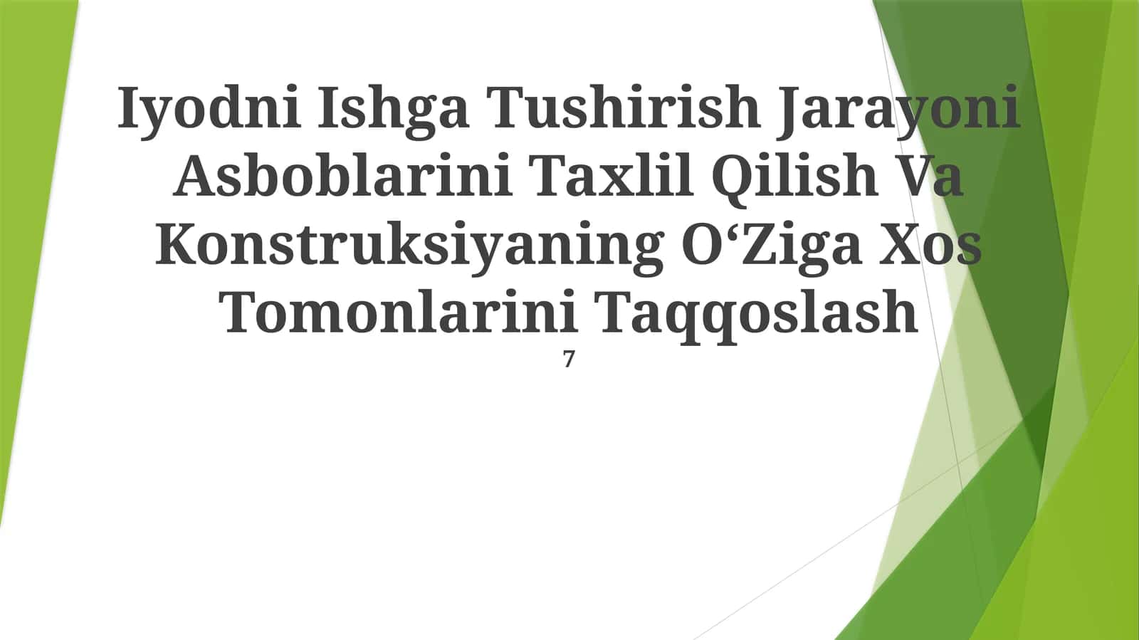 Iyodni Ishga Tushirish Jarayoni Asboblarini Taxlil Qilish Va Konstruksiyaning OʻZiga Xos Tomonlarini Taqqoslash