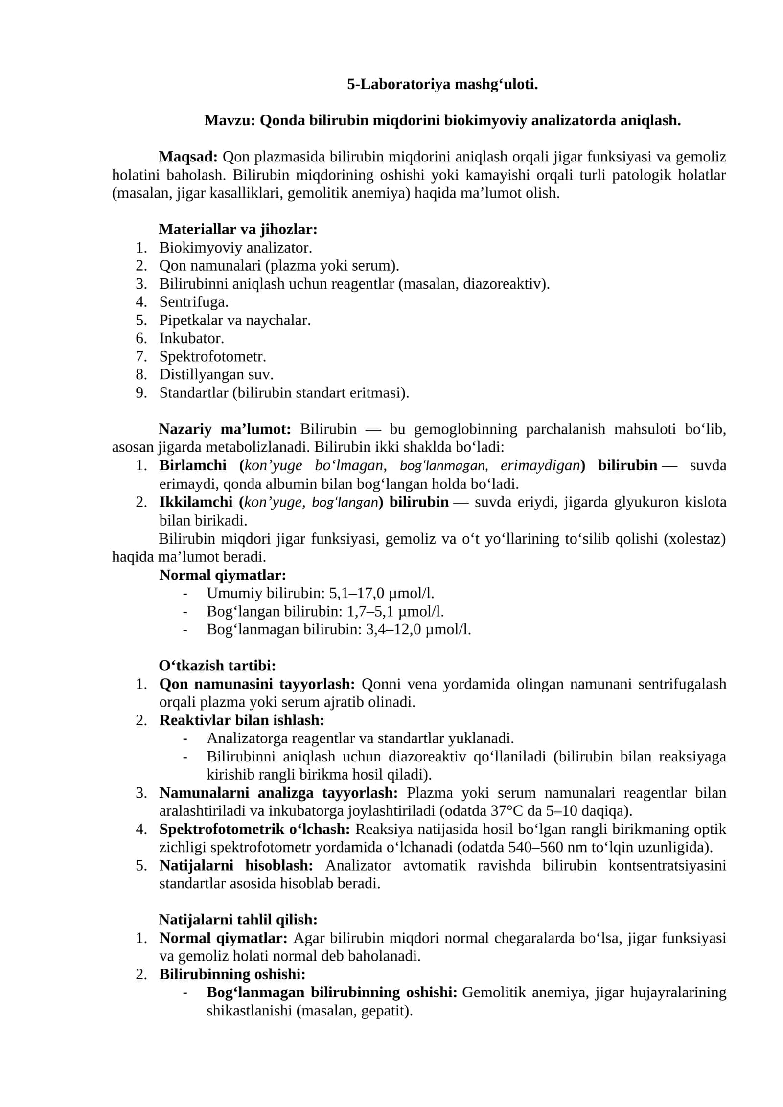 Laboratoriya mashg‘uloti