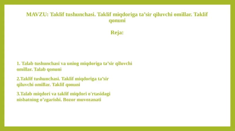 Taklif tushunchasi va talablar