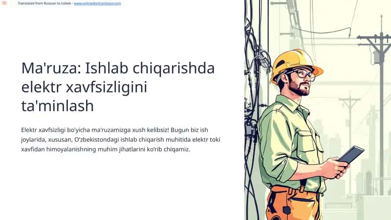 Elektr xavfsizligi bo'yicha ma'ruza