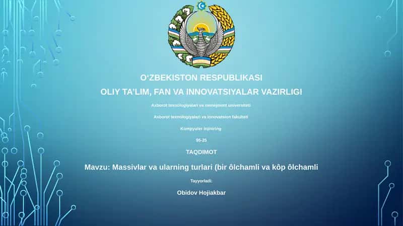 Massivlar va ularning turlari