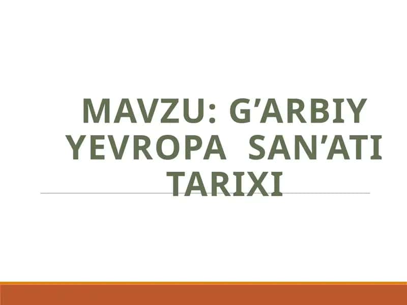 G’arbiy Yevropa  san’ati tarixi