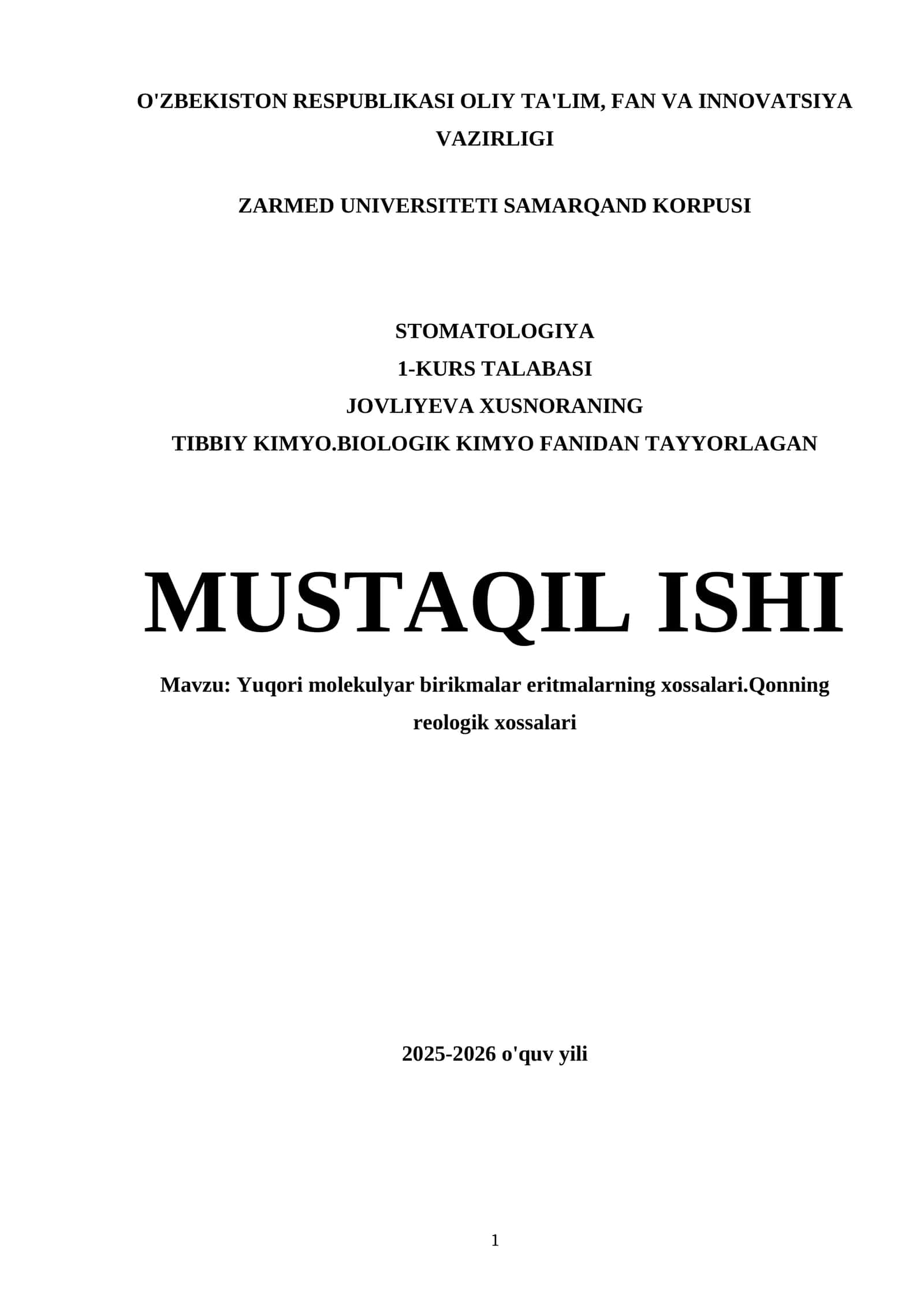 Yuqori molekulyar birikmalar eritmalarning xossalari.Qonning reologik xossalari
