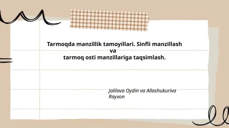Tarmoqda manzillik tamoyillari