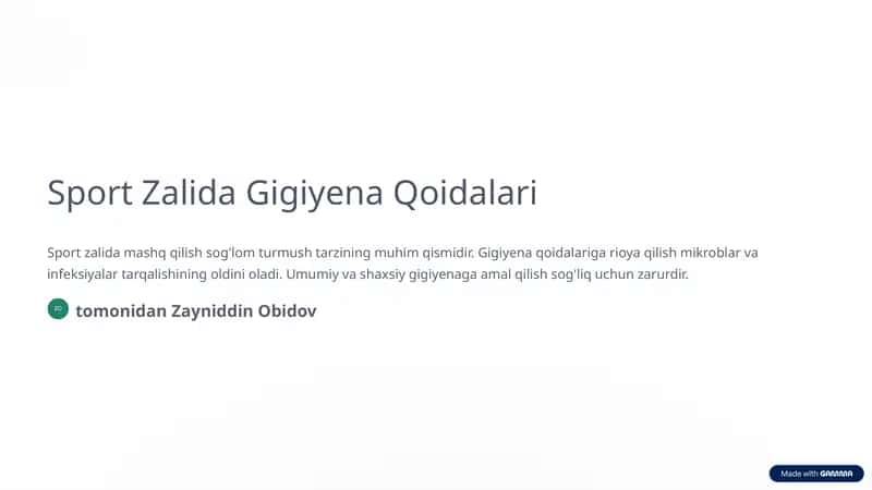 Sport Zalida Gigiyena Qoidalari