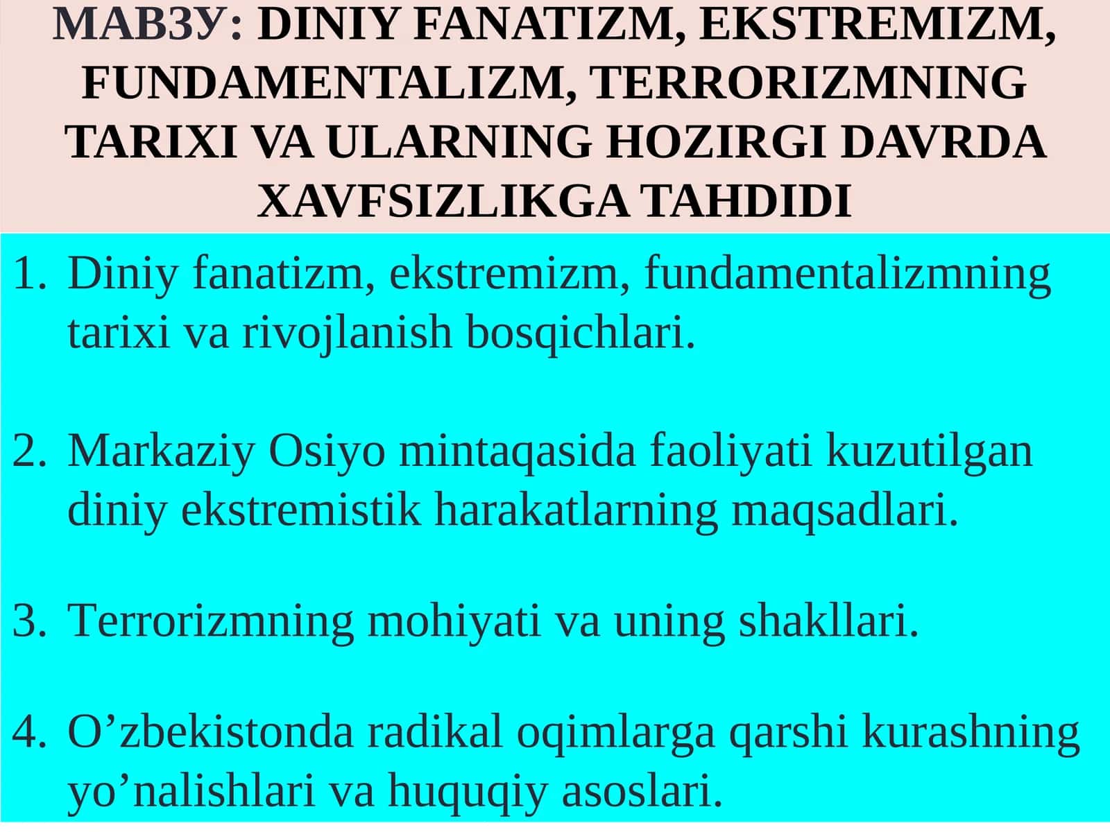 Diniy fanatizm, ekstremizm, fundamentalizm
