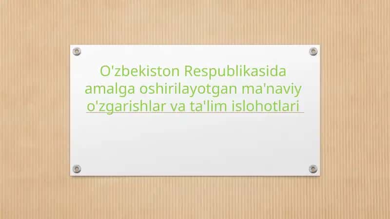 Ma’naviy-ma’rifiy so’zning ustuvory o’nalishlari