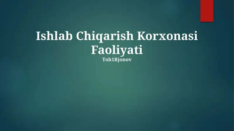 Ishlab Chiqarish Korxonasi Faoliyati