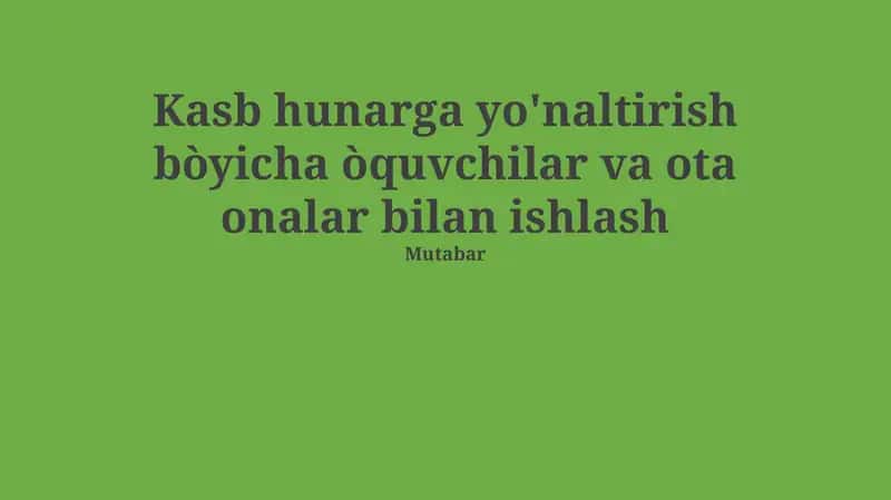 Kasb-hunar bo'yicha ta'lim va martaba imkoniyatlari