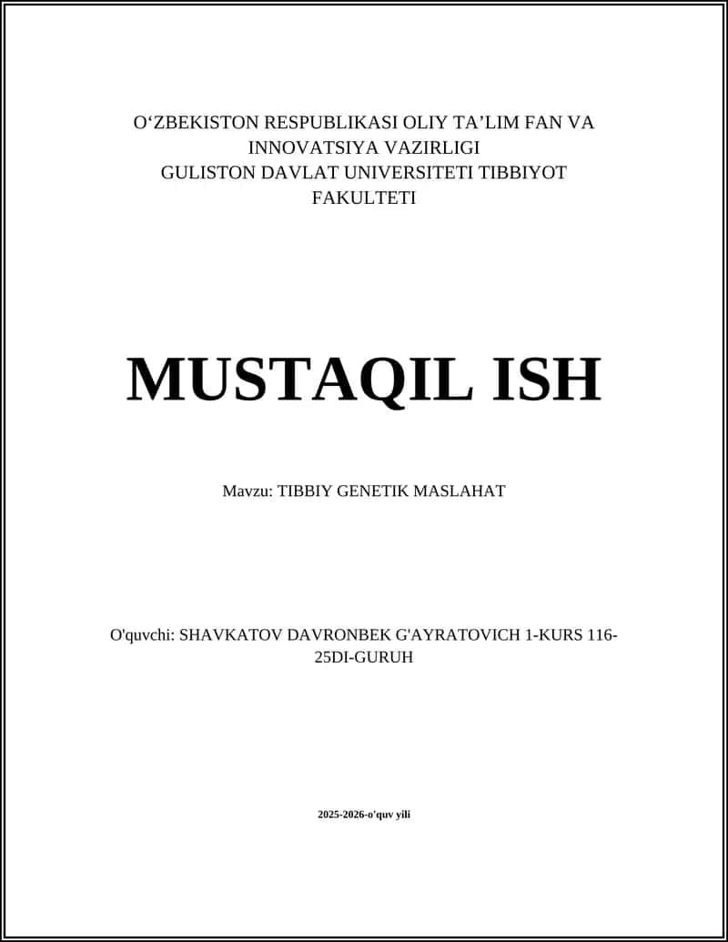 TIBBIY GENETIK MASLAHAT