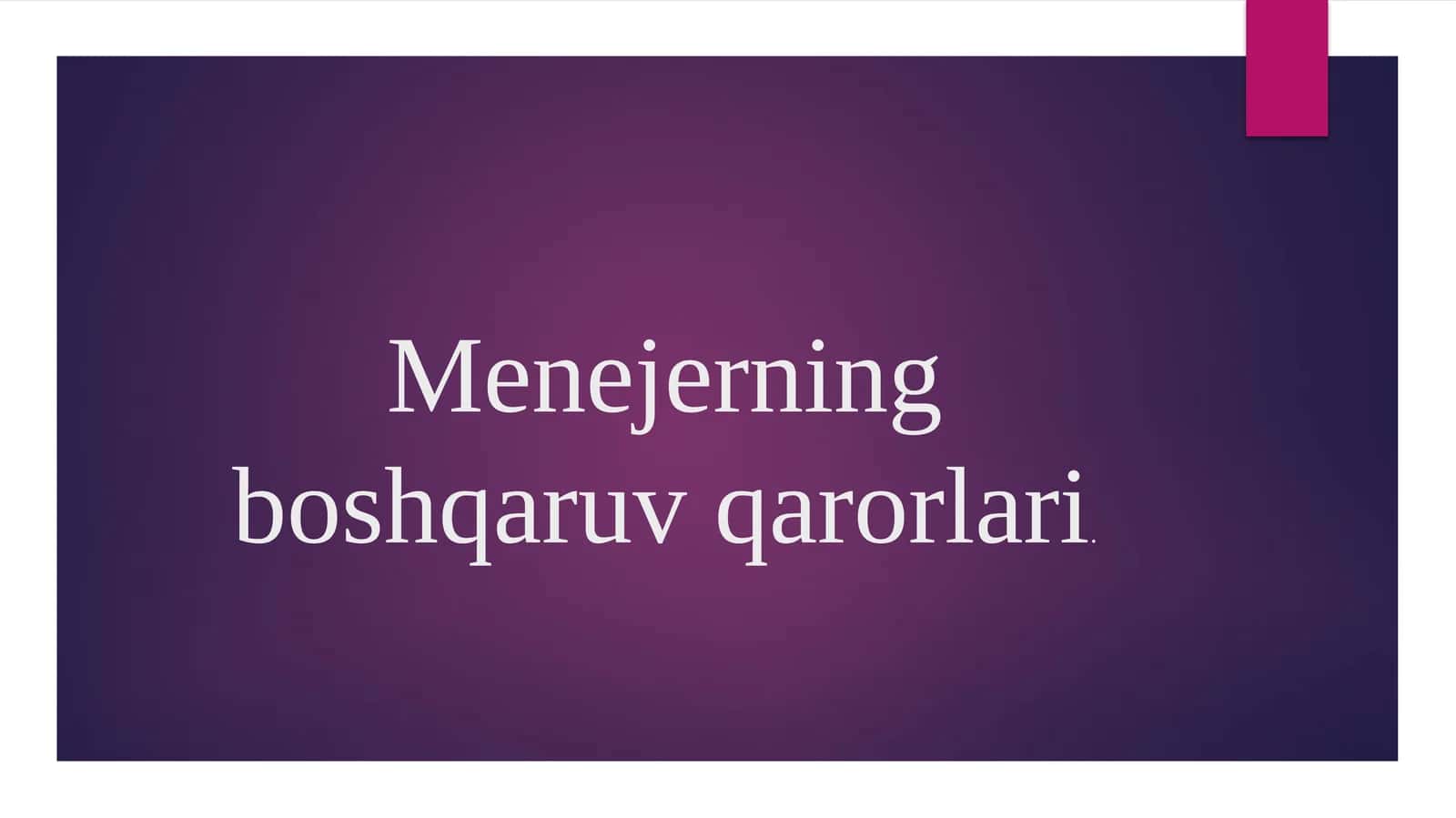 Boshqaruv qarorlari