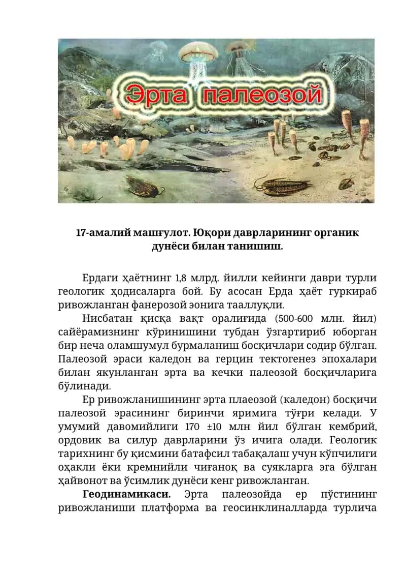 Юқори даврларининг органик дунёси