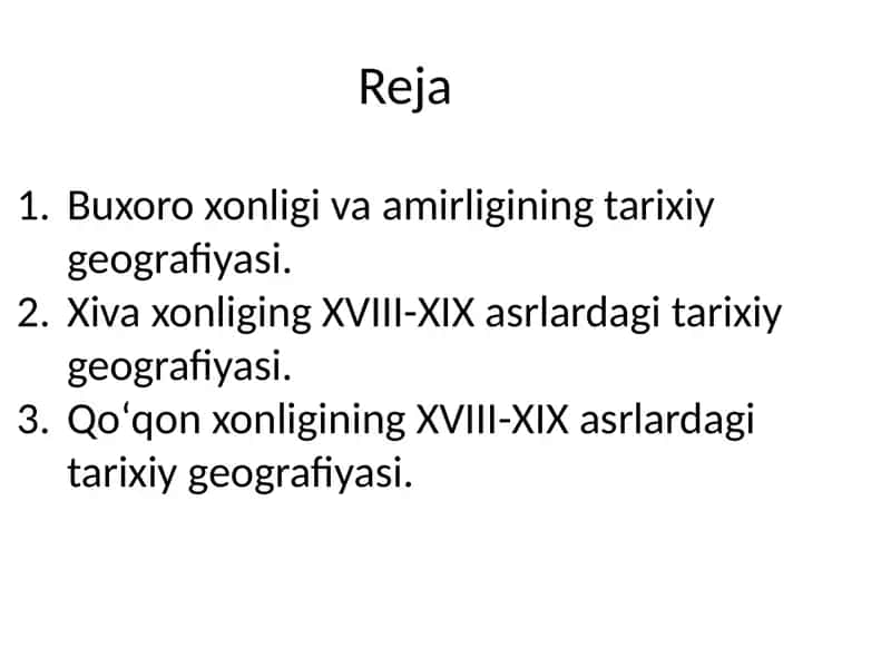 Buxoro xonligi va amirligining tarixiy geografiyasi