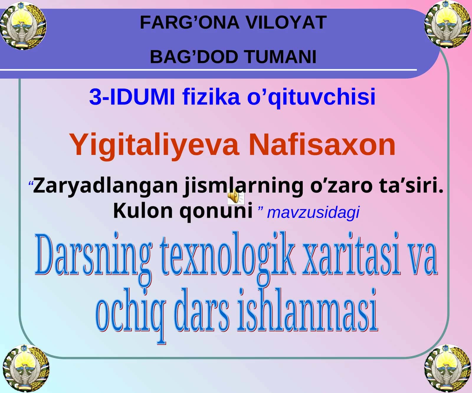 Zaryadlangan jismlarning o’zaro ta’siri. Kulon qonuni