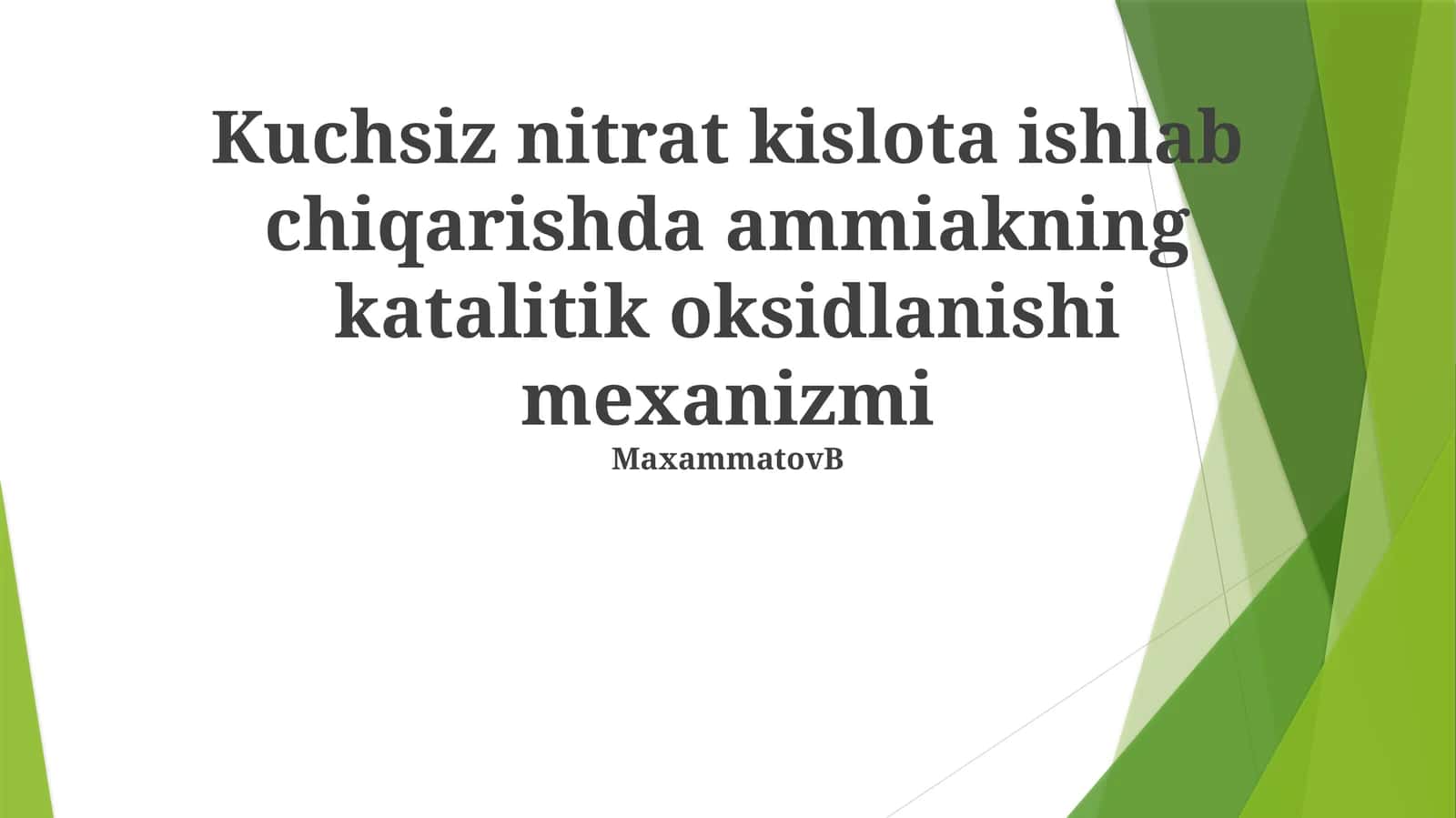 Ammiakning katalitik oksidlanish mexanizmi va katalizatorlar