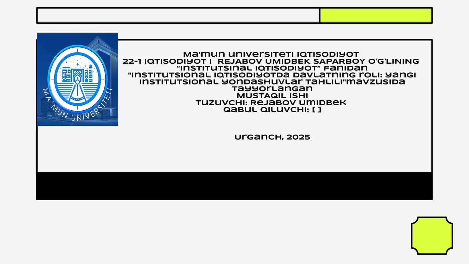 Institutsional iqtisodiyotda davlatning roli: yangi institutsional yondashuvlar tahlili