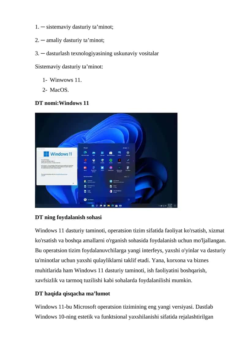 Operatsion sistemalar haqida malumot