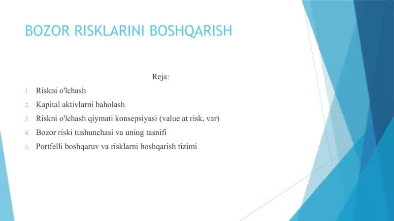 BOZOR RISKLARINI BOSHQARISH