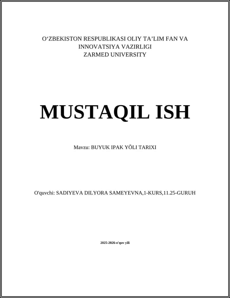 Buyuk Ipak Yoli Tarixi