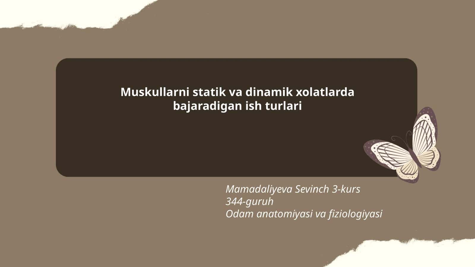 Muskullarni statik va dinamik xolatlarda bajaradigan ish turlari
