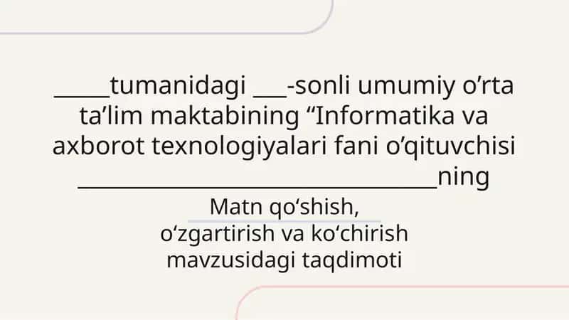Informatika va axborot texnologiyalari fani o’qituvchisi