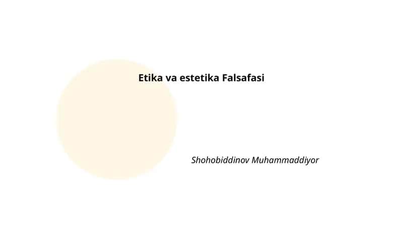 Etika va estetika Falsafasi