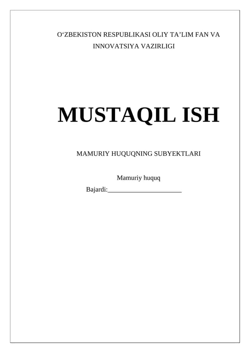 Ma`muriy huquqning subyektlari