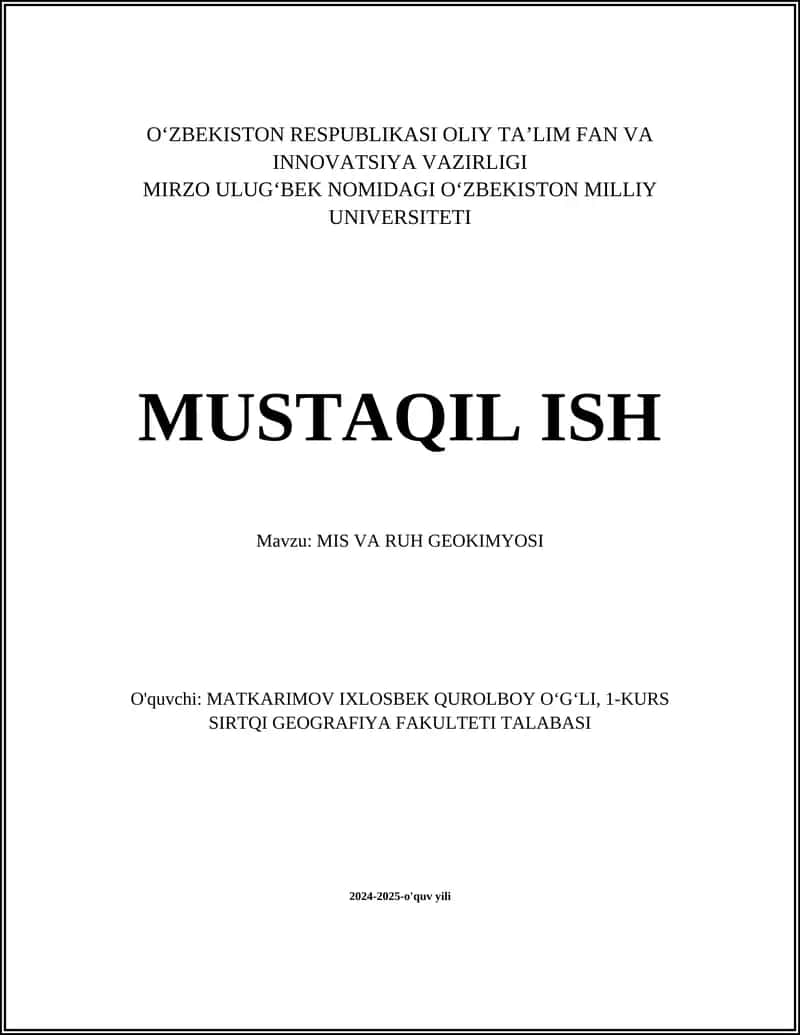 MIS VA RUH GEOKIMYOSI