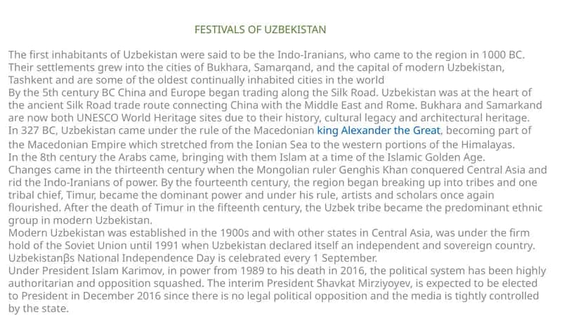 Festivals of Uzbekistan