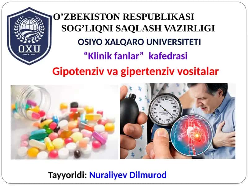 Gipotenziv va gipertenziv vositalar