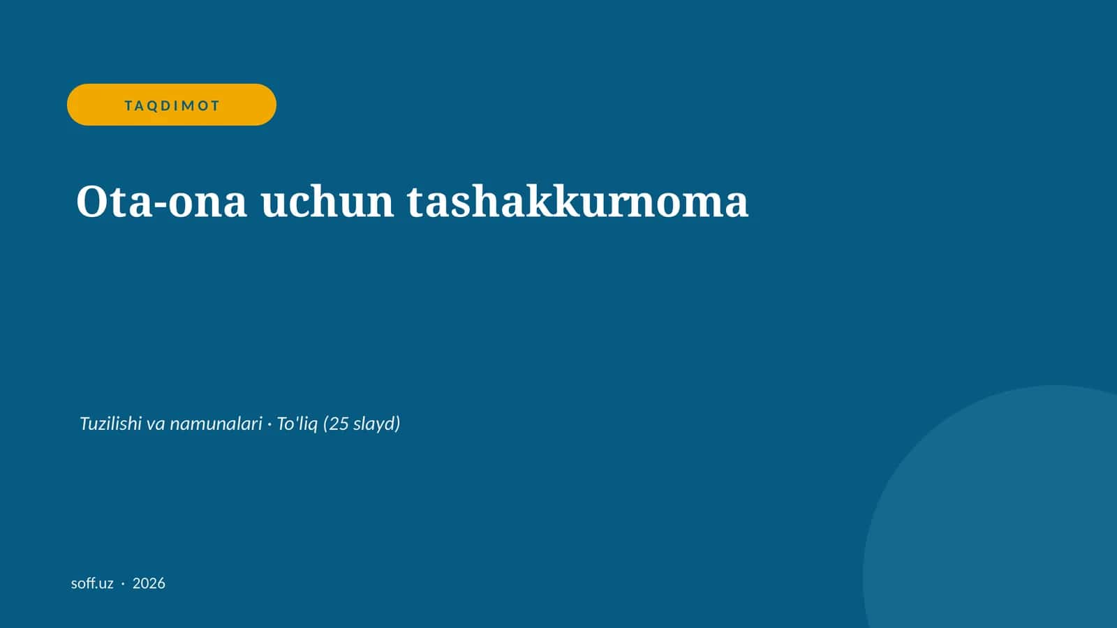 Ota-ona uchun tashakkurnoma