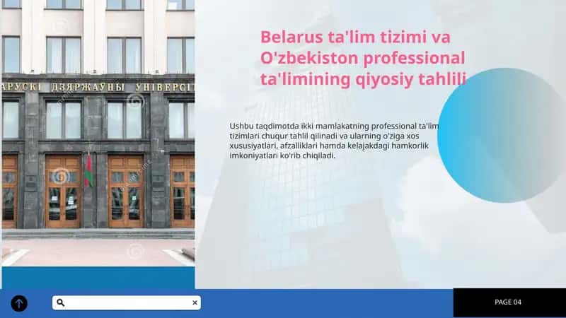 Belarus ta'lim tizimi va O'zbekiston professional ta'limining qiyosiy tahlili