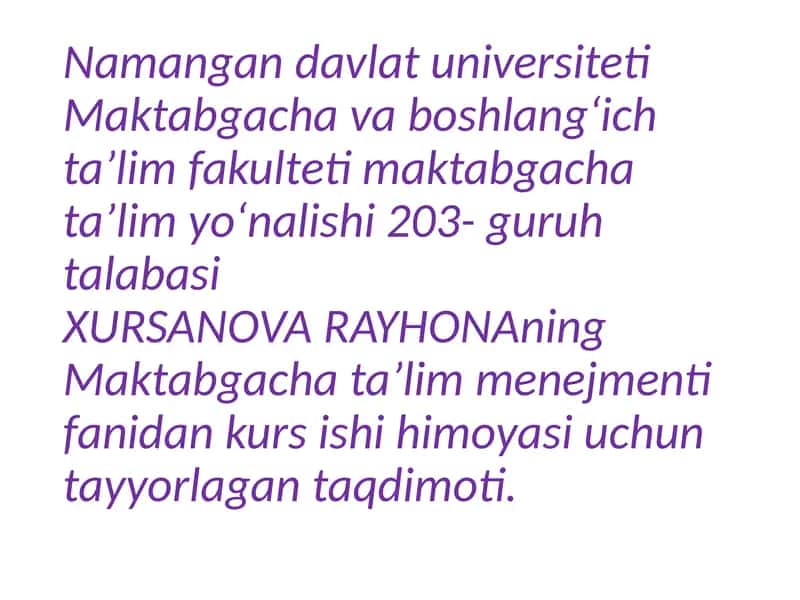 Maktabgacha va boshlang'ich ta'lim tashkilotlari pedagog hodalari huquq va majburiyatlari