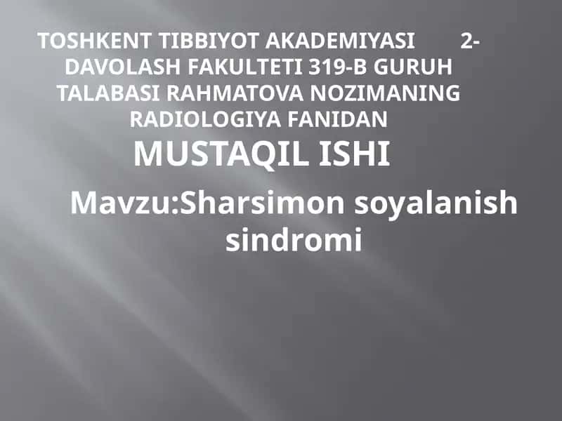 Radiologiya fanidan mustaqilishi