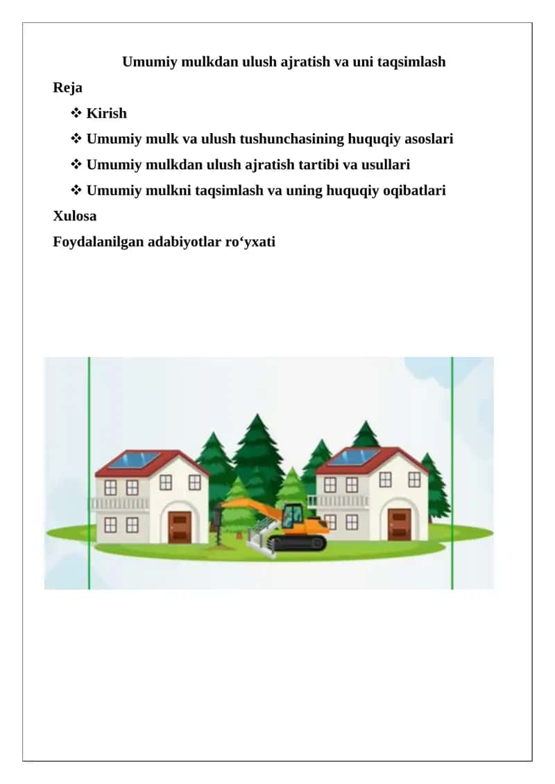 Umumiy mulkdan ulush ajratish va uni taqsimlash