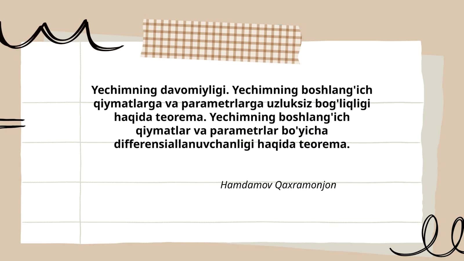 Yechimning davomiyligi