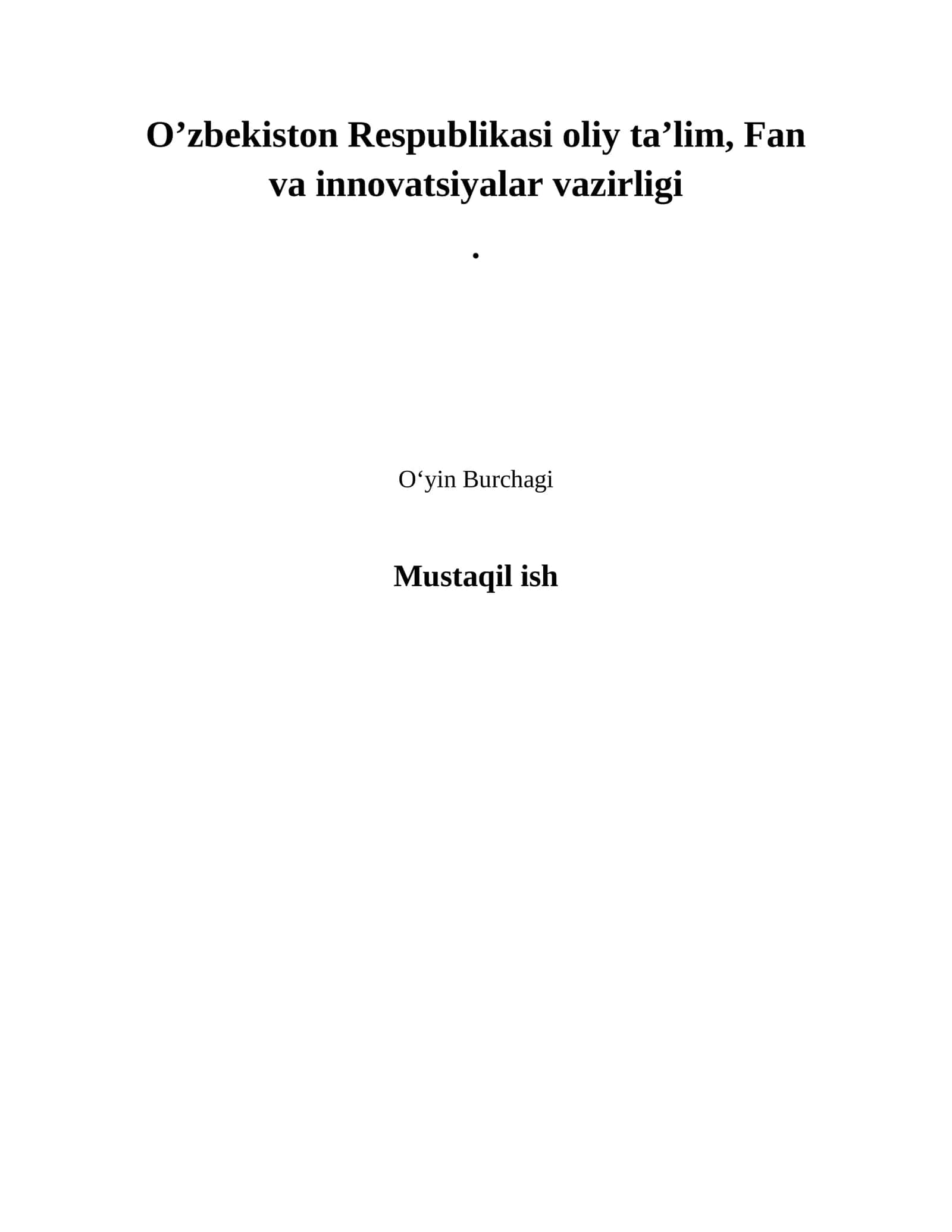 O’yin Burchagi